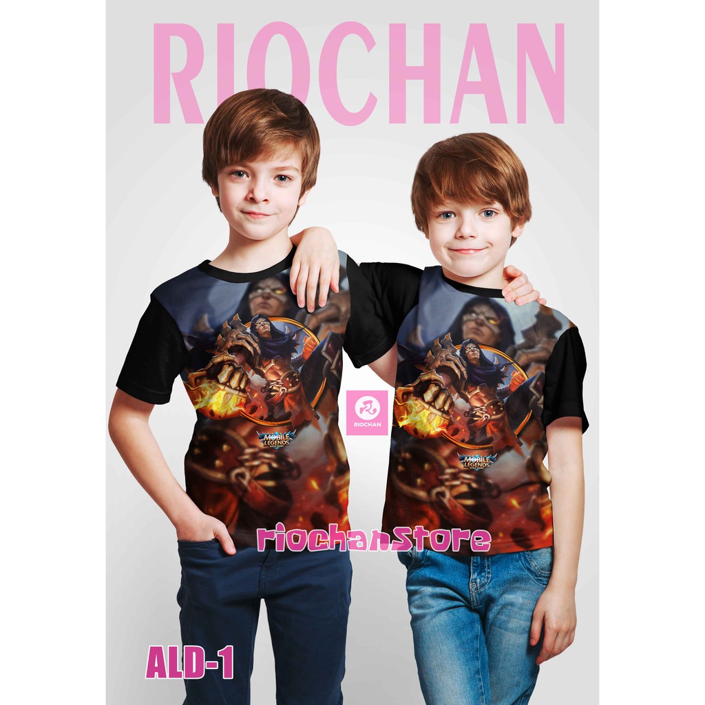 Baju Kaos Anak Mobile Legends seri Aldous Bahan Soft PE Size XS-XL Bisa Tambah Nama