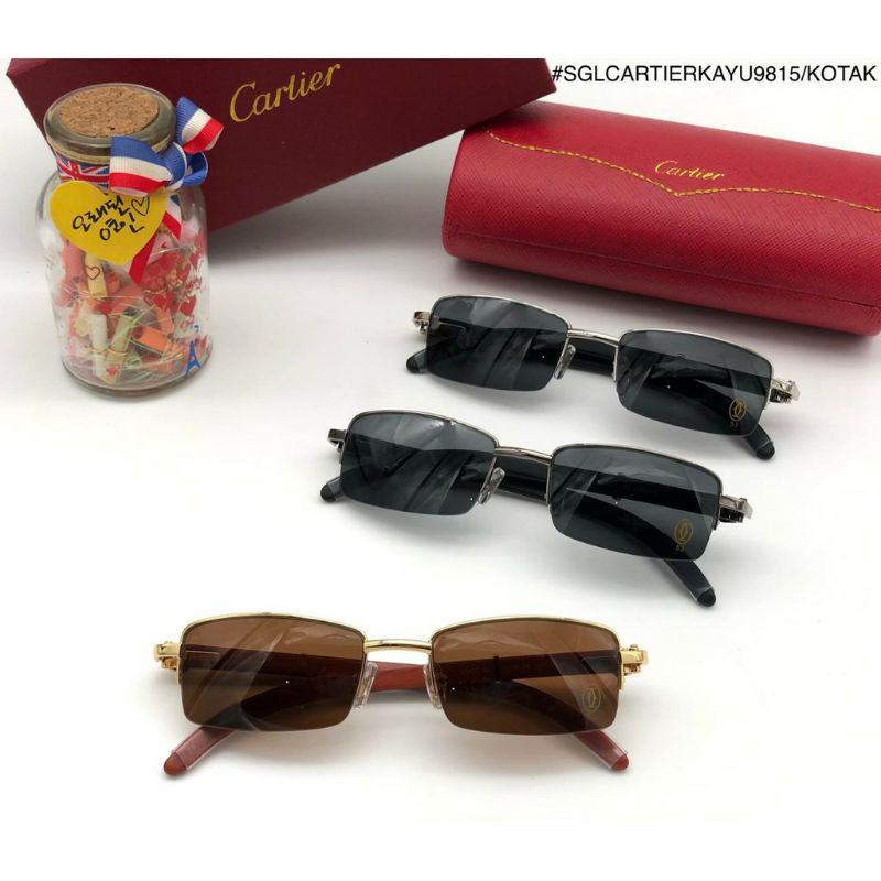KACAMATA SUNGLASSES CARTIER KAYU KOTAK 9815