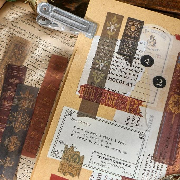 

AI566 40pcs Pak Stiker Panjang Gaya Retro Untuk Alat Tulis Sekolah Scr