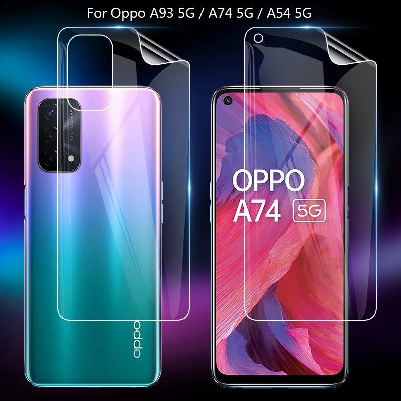 OPPO A78 5G A95 A54 A74 4G A74 5G A52 A92 A1K ANTI GORES HYDROGEL BENING CLEAR FULL SET FRONT AND BACK PLASTIK SCREEN GUARD PELINDUNG BELAKANG FULL COVER TRANSPARAN SKIN GARSKIN ANTI JAMUR PELINDUNG LAYAR