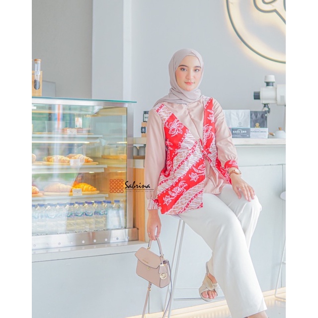 Lenia Blouse Atasan Batik Modern Wanita Cantik Kekinian Glamour Bolero Kombinasi
