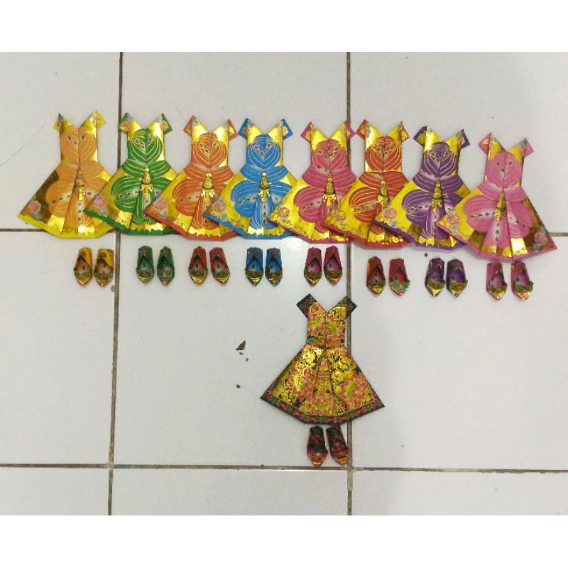 Kertas sembahyang baju kertas origami warna(baju +sepatu)