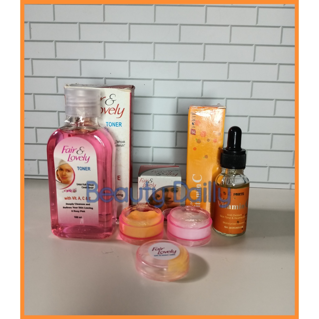 PROMO Paket Fair &amp; Lovely Plus Serum - Day &amp; Night Cream Fair &amp; Lovely + Toner Fair &amp; Lovely 100ml Plus Serum Forte Vitamin C BPOM