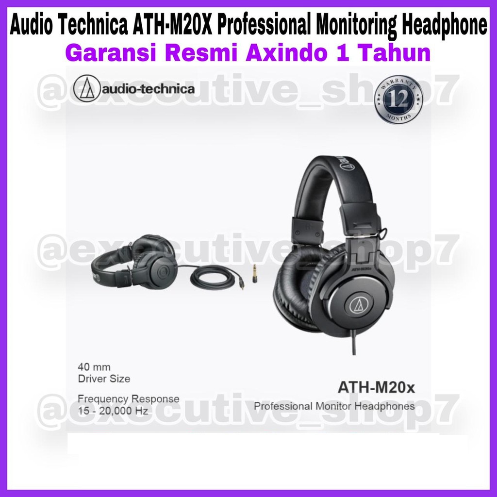 Audio Technica ATH-M20X Professional Monitoring Headphone