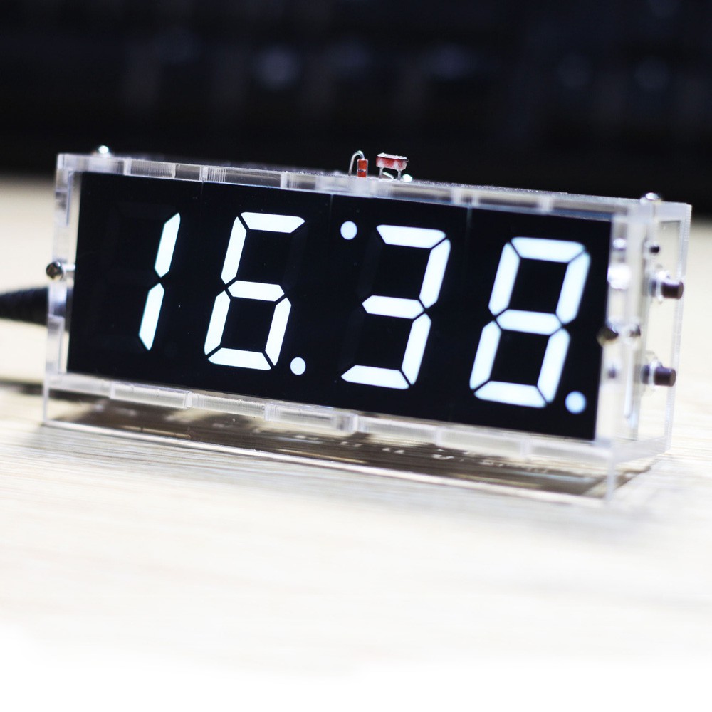 IMPORT Compact 4-digit DIY Digital LED Clock Kit DIY Clock Accessory Light Control Temperature Date