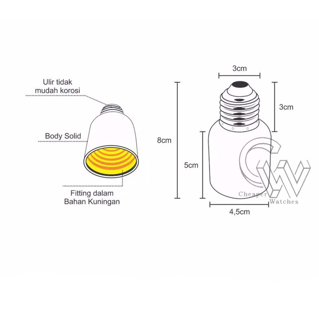 Cheaper-Fitting Lampu E27 ke E40 Converter Adapter Penyambung Berkualitas Termurah