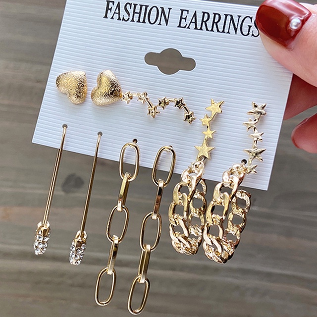 17KM Fashion Pearl Butterfly Earring Set Crystal Tassel Elegant Stud Earrings Gold Earrings Women Jewelry Accessories-3