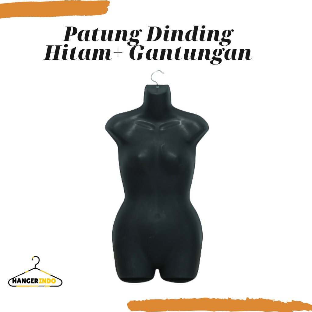 Manekin Wanita Dinding Hitam | Manekin Gantung Patung Dinding Hitam + Gantungan