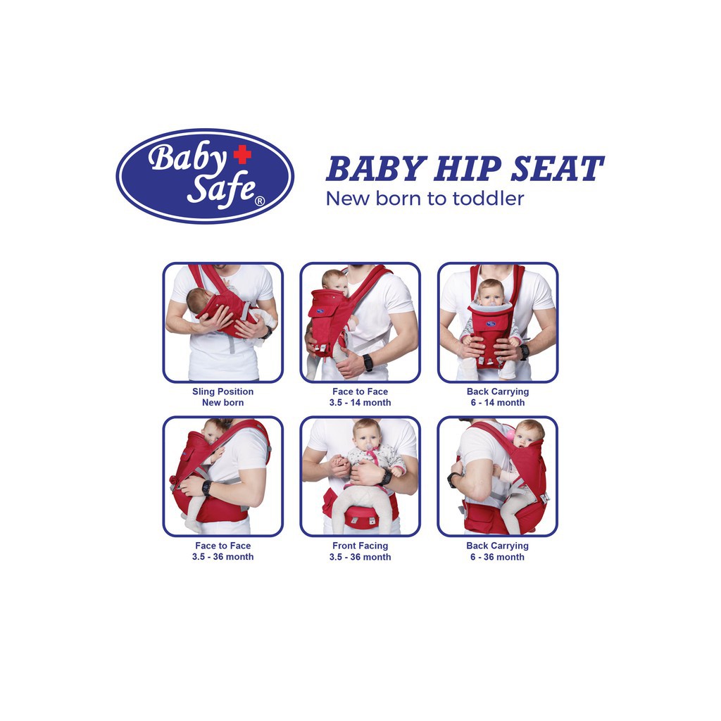 Baby Safe Hip Seat BC006 Merah Gendongan Bayi