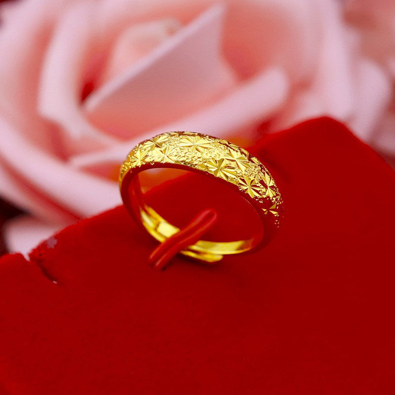 Cincin Pertunangan Pasangan Gypsophila Berlapis Emas 24K Untuk Pria dan Wanita