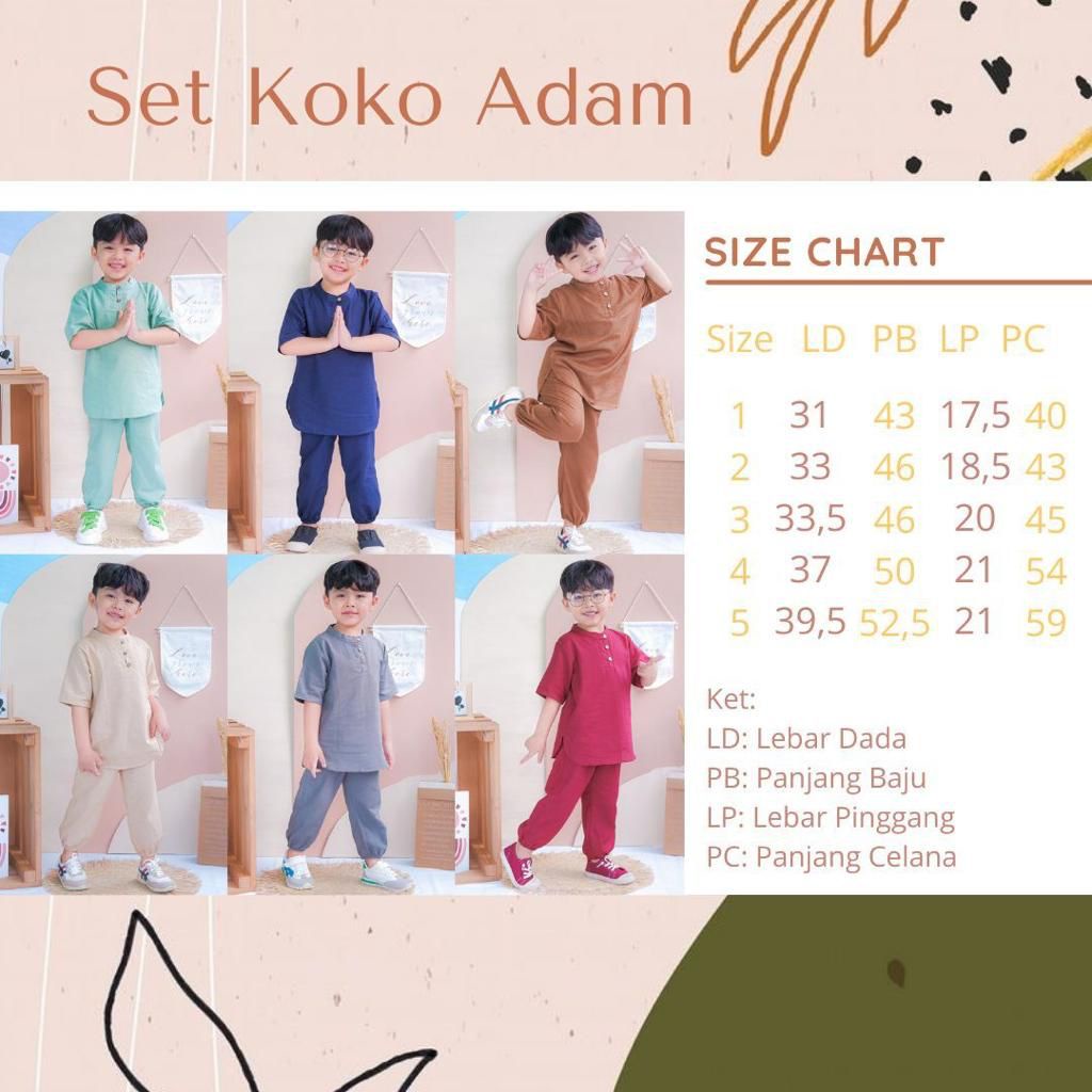 Baju Koko Anak Setelan Adam Original Lucuna Premium 1-5 Tahun