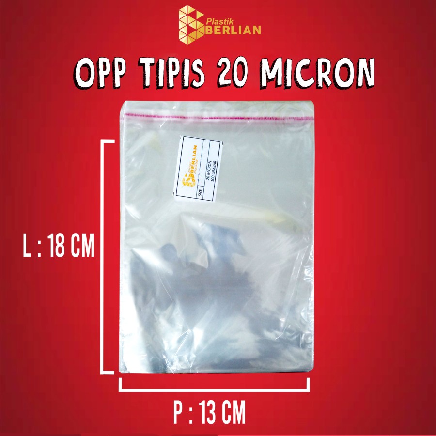 

13 x 18 cm Plastik OPP TIPIS (100 lbr) (lem/seal)
