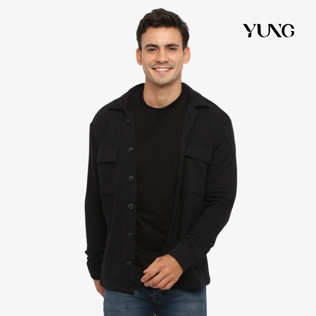 YUNG Kemeja Overshirt Pria Casual Bahan Fleece