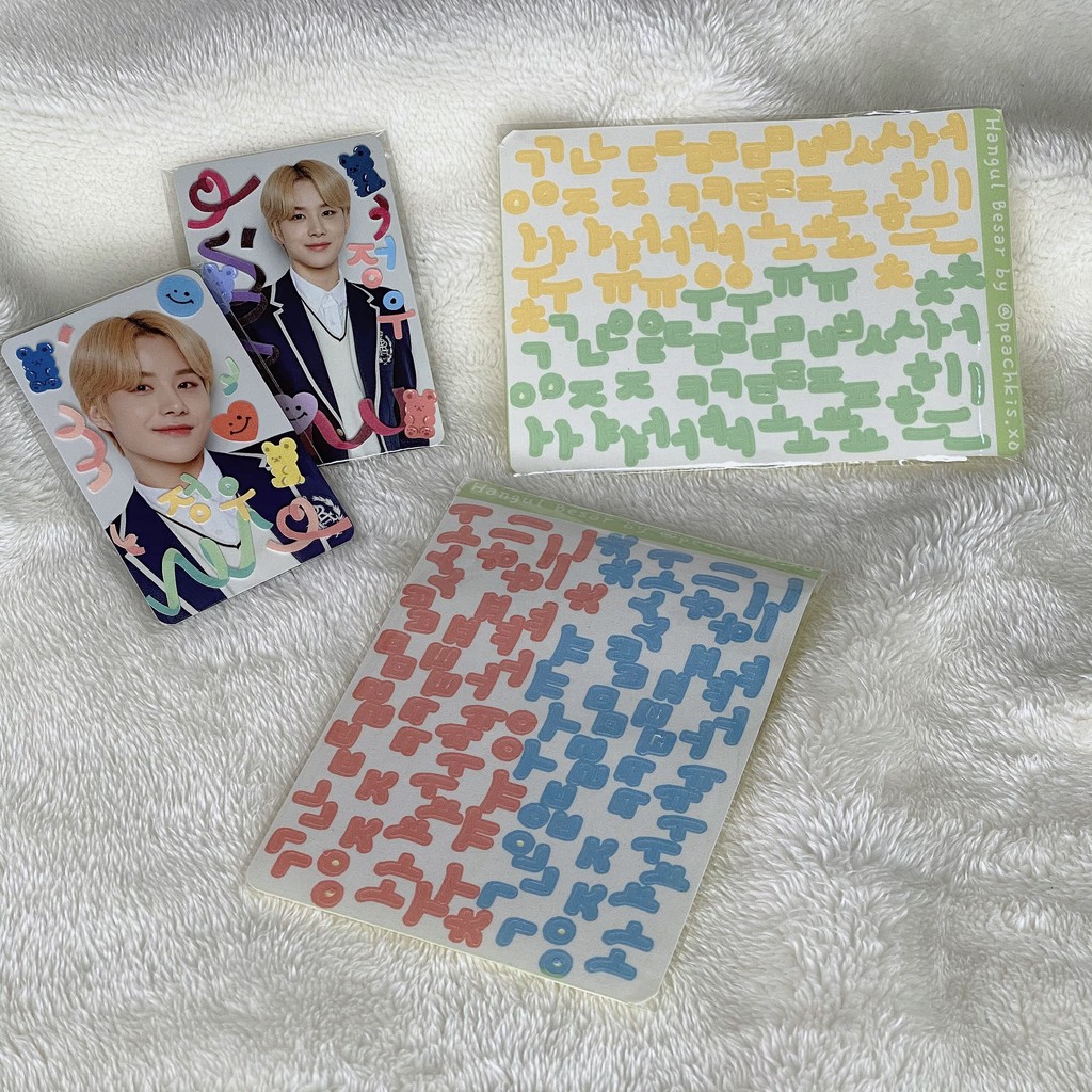 Stiker Dekorasi Photocard / Polcos Hangul Besar by (Waterproof) @peachkiss.xo
