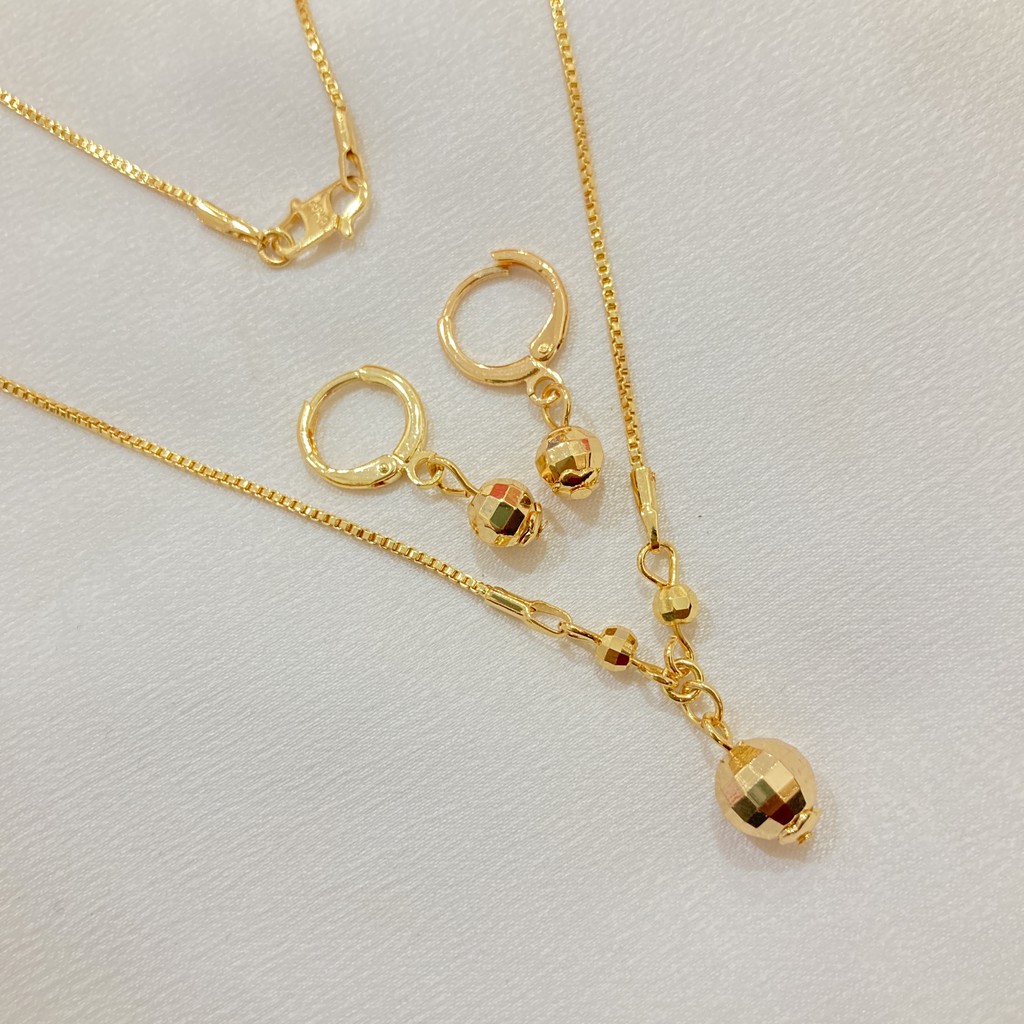 Set Perhiasan Anak Kalung Anting Motif Bola Kaca dan Mata Satu