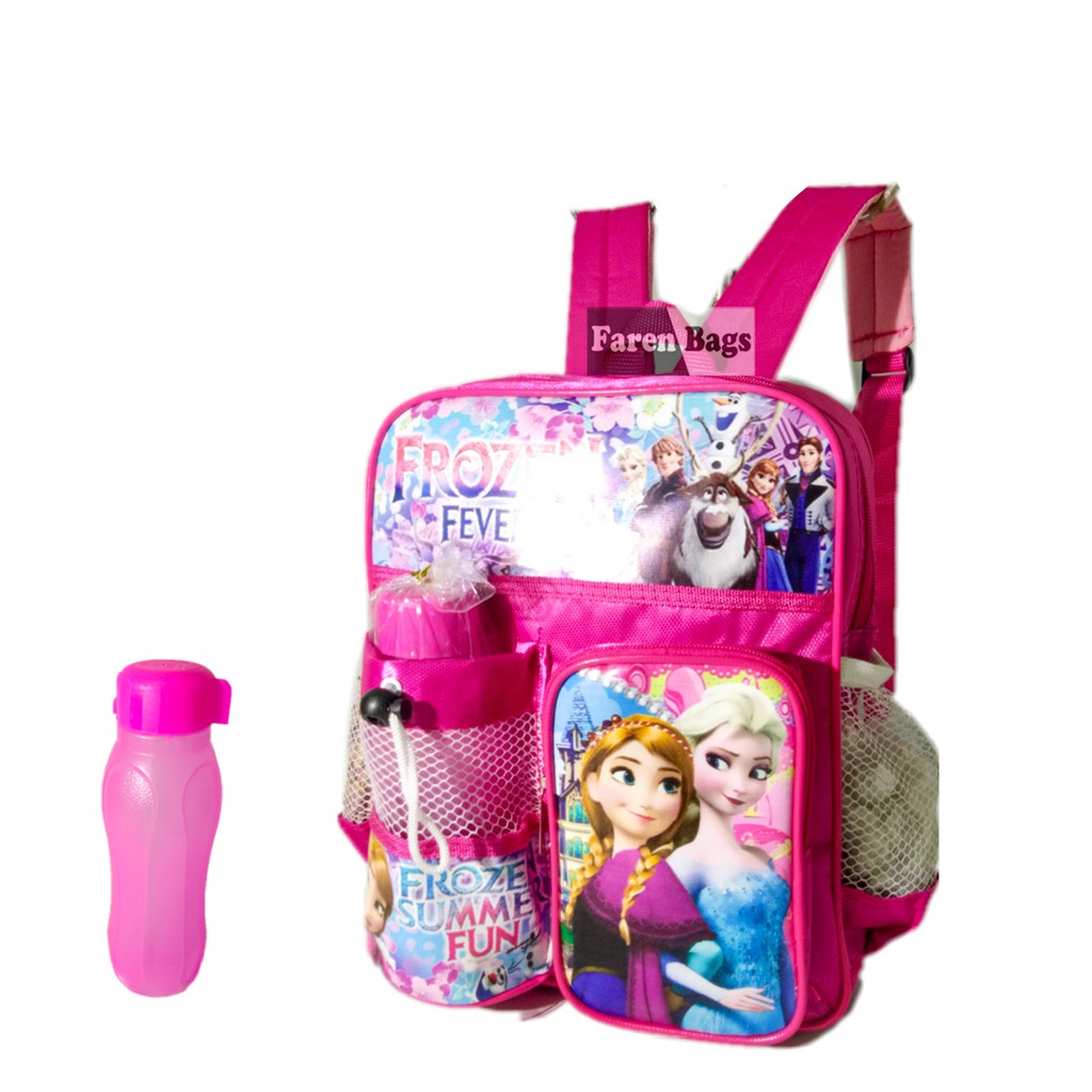 Tas Ransel Sekolah Paud - TK Anak Perempuan Gambar Kartun Free Botol Minum