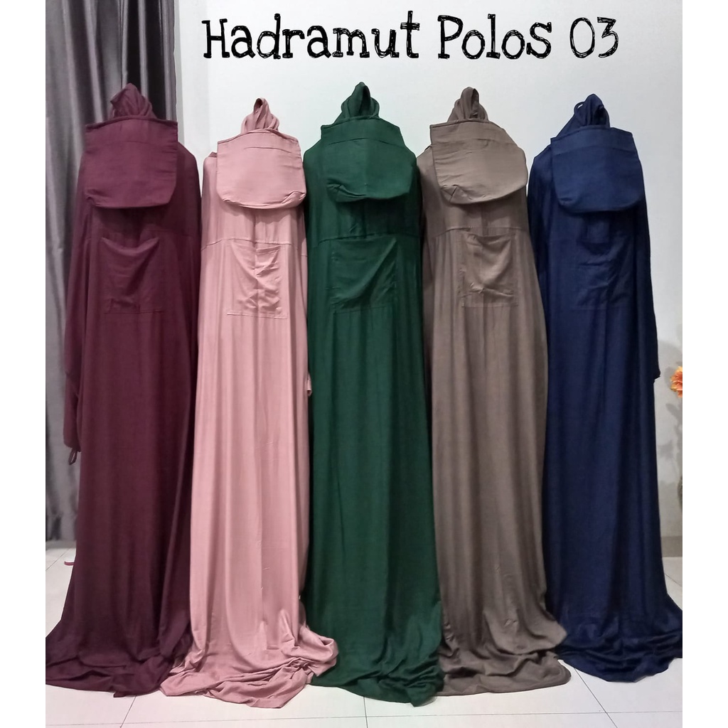 Mukena Hadramaut Terusan Bali Polosan Warna Mukenah Dewasa Jumbo Rayon 5 Warna #3