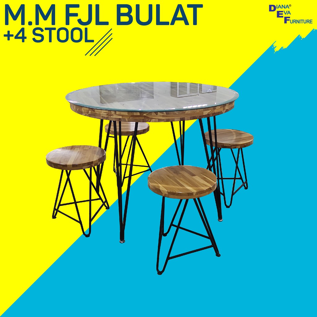 Meja Makan FJL Bulat + 4 Stool