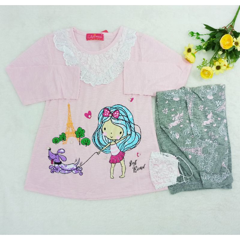 [Ss-1046] Setelan Anak Perempuan Size 4-6tahun, Tunik Anak, Pakaian Anak Keren Cantik