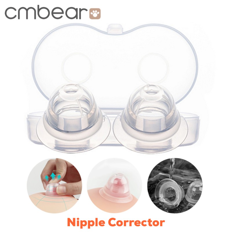 Cmbear 2 Pcs Silicone Nipple Corrector Cup Vakum Penarik Puting Payudara ZRJ-9012