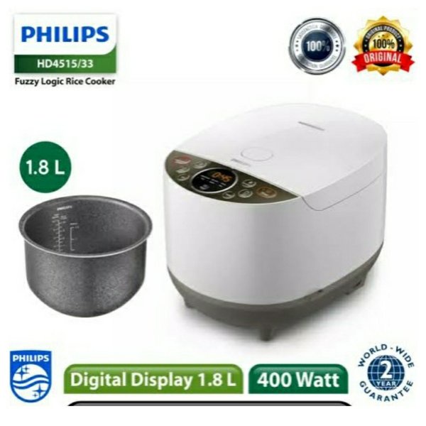 PHILIPS Rice Cooker Digital 1.8 Liter HD 4515 Smart Fuzzy Logic / Magic Com - Garansi 1 Tahun