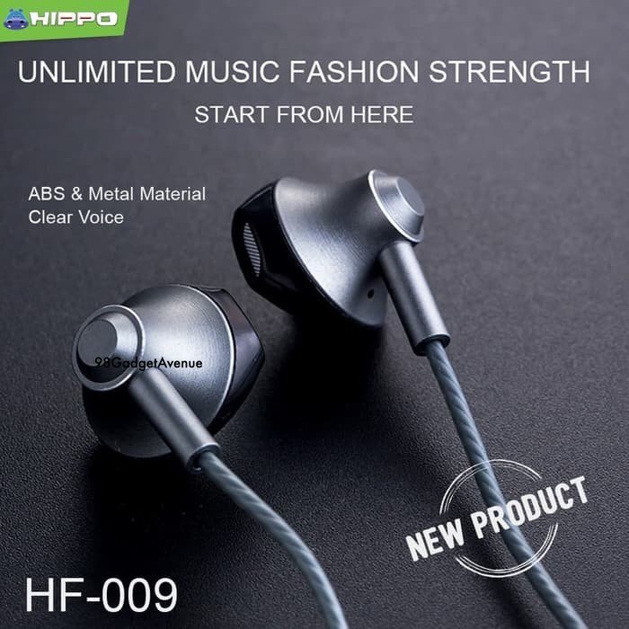 HIPPO HANDSFREE HF-009 EARPHONE METAL MATERIAL SUPER BASS