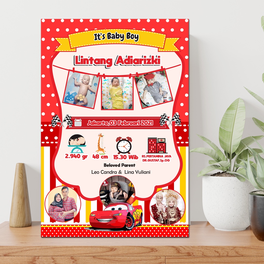 Biodata bayi anak cetak+bingkai