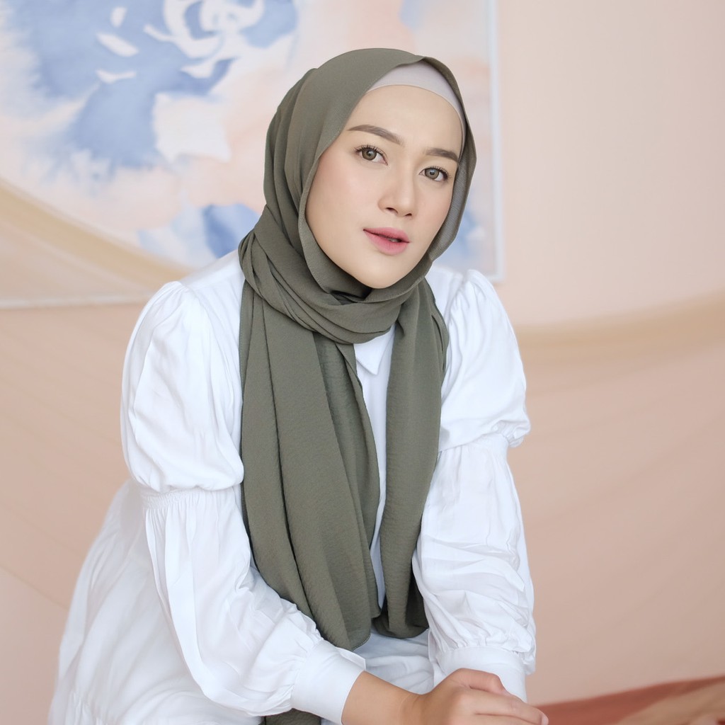Lozy Hijab - Ilya Shawl ( Pashmina Ceruti )-Army