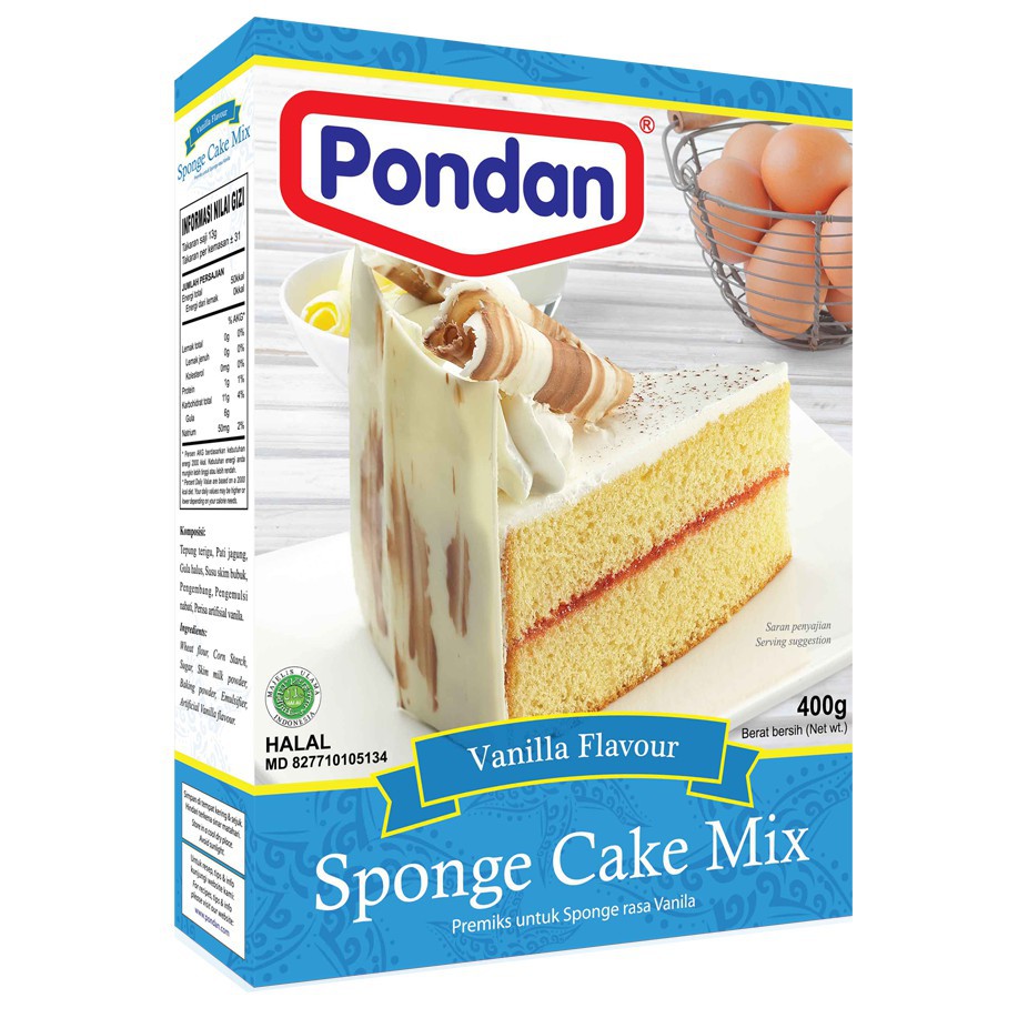 

PONDAN SPONGE CAKE MIX 400 GR-VARIAN RASA-TEPUNG PREMIX