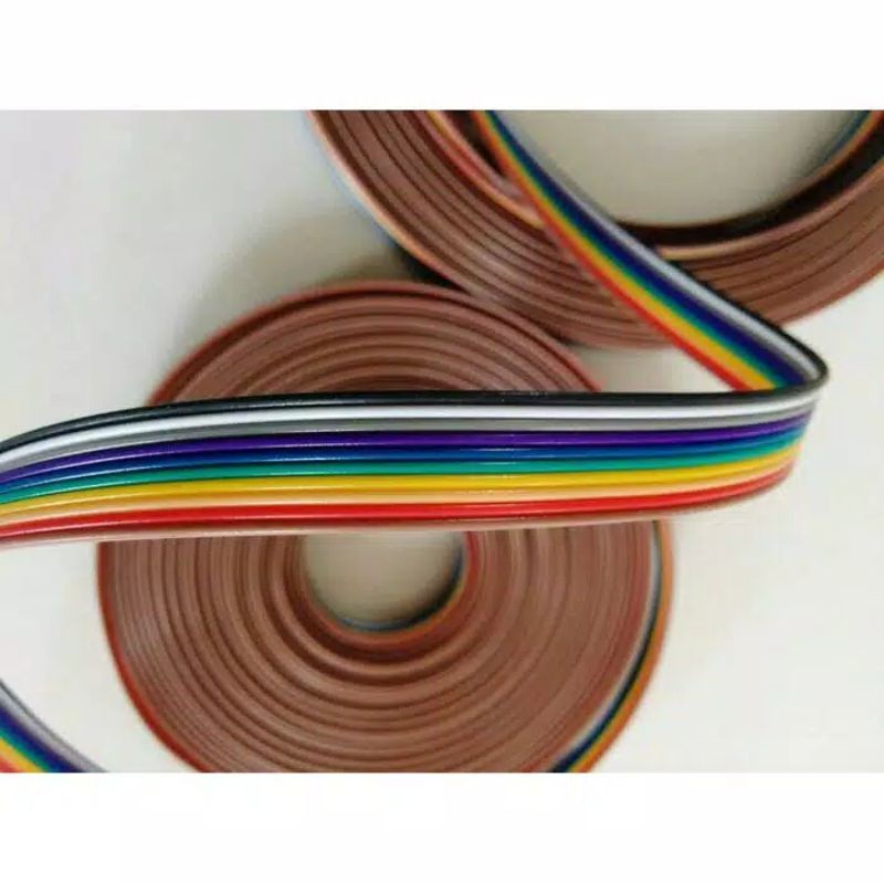 KABEL PELANGI 10 WAY KABEL FLAT PELANGI 10 PIN SATU METER / KABEL PELANGI 10 PIN JUMPER