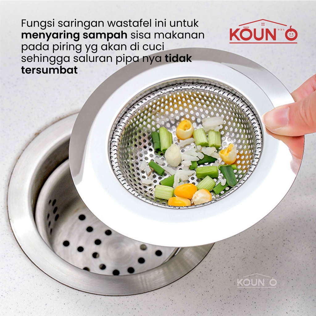 Saringan Wastafel Cuci Piring Stainless Steel Sink Strainer Filter Air Saringan Afur Bak Cuci Gelas