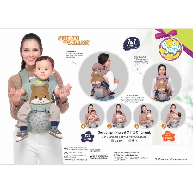 Gendongan Baby Joy BJG3037 Gendongan Hipseat seri polar bear