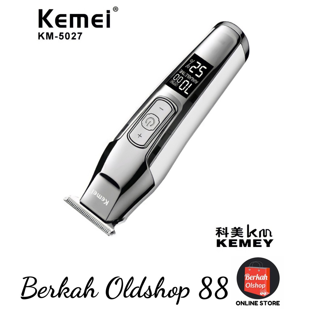 Berkah Oldshop 88 - Kemei KM-5027 Electric Cordless Professioanal Hair Clipper LCD Display