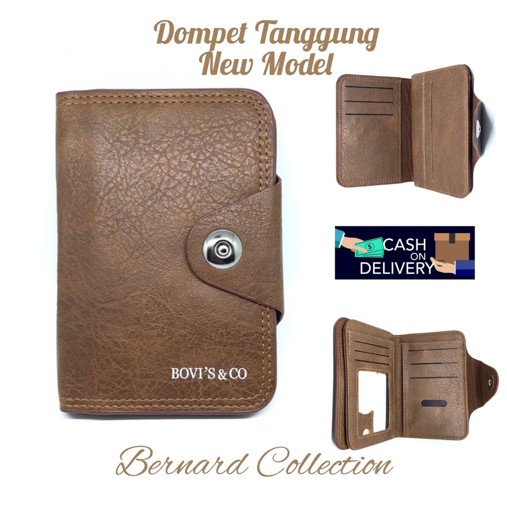 Dompet Pria Dompet Laki2 Dompet Tanggung Kancing Magnit Bahan PU Leather Brudu