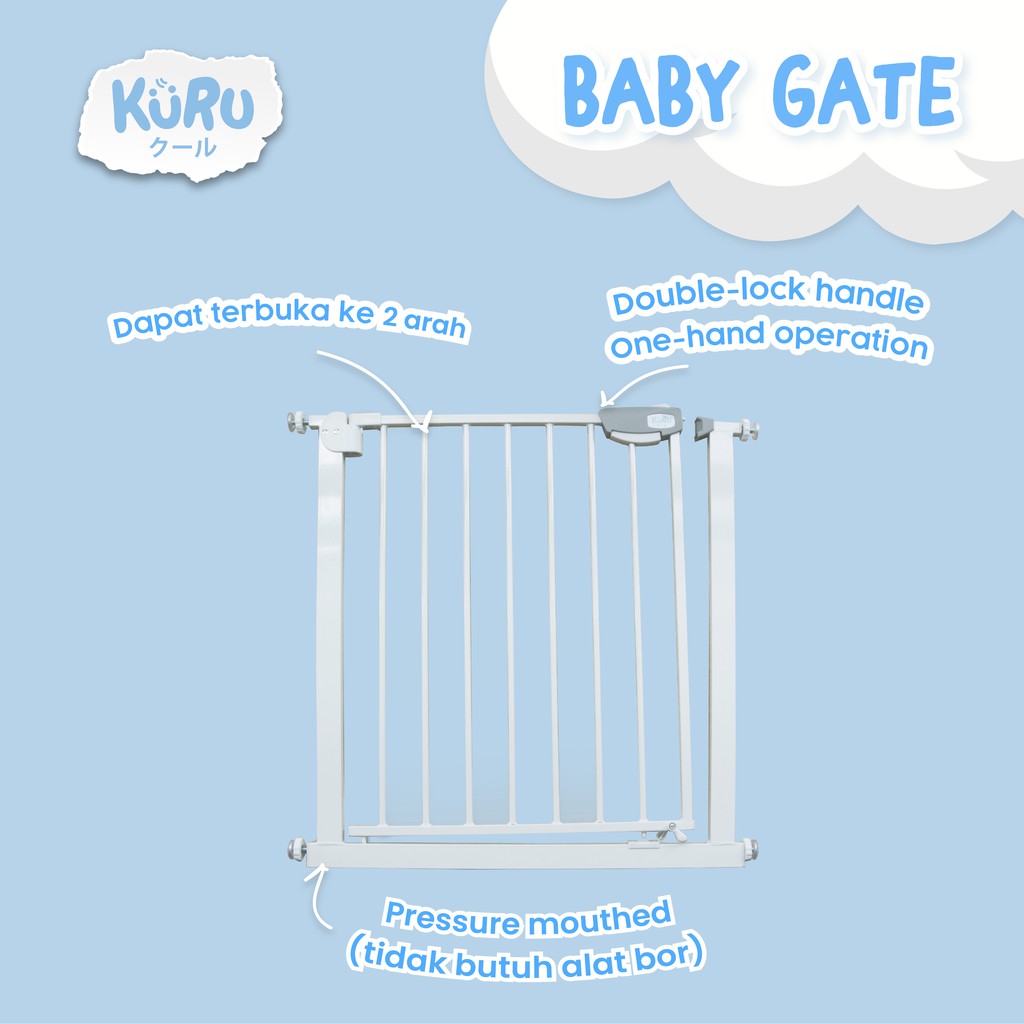 KURU Baby Gate | Pagar Bayi Safety Pintu Pembatas Tangga Tinggi 76cm