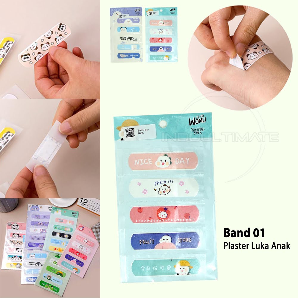 5pcs Plester Luka Anak 5in1 Aid Acid Anak Bergambar Hansaplast Plaster Luka Karakter Lucu BAND-01