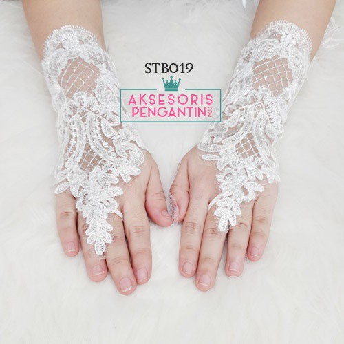 [PALING LARIS] WEDDING GLOVES LACE SARUNG TANGAN PUTIH AKSESORIS PENGANTIN STB019