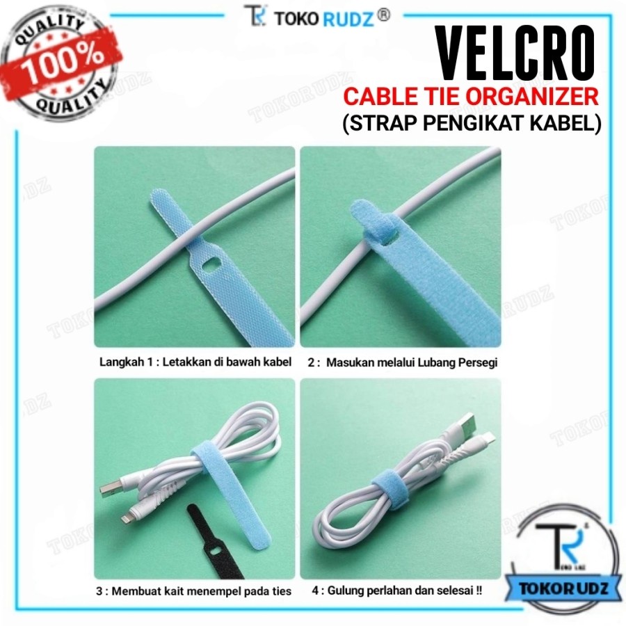 Velcro Pengikat Kabel Tis Ties Tie Cable Organizer Cord Holder Strap