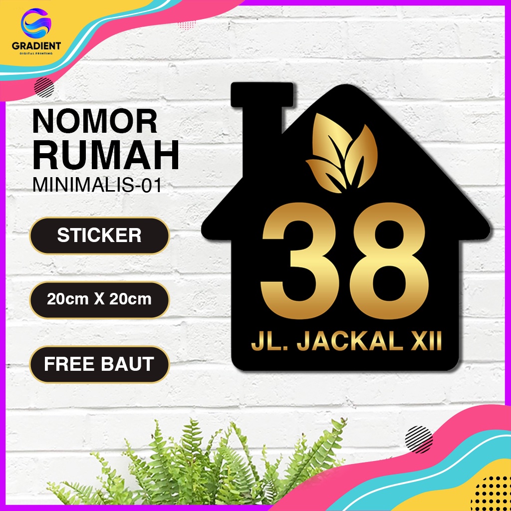 Nomor Rumah / Nomor Rumah Modern Minimalis Printing Stiker 01