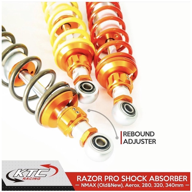 Shock KTC Racing Razor Pro Steering Dumper Shockbreaker Bebek 280mm 320mm 340mm 335mm Jupz Vega Fizr Supra Kharisma Revo Tigel GL Pro Mega Pro RX King NMax Old PCX150 FOURSIX_46