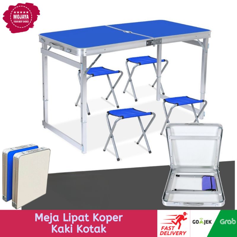 Meja Lipat Koper Kaki Kotak 120 x 60cm Meja Lipat Meja Camping
