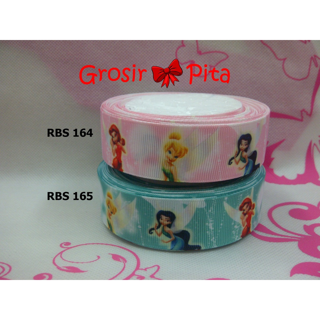 

(25 yard) Pita Grosgrain Motif Tinkerbell RBS 164,165 | Toko Bahan Craft | Grosir Pita