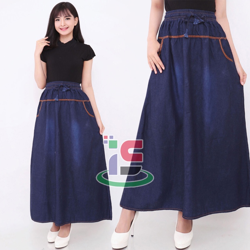 HOT Rok Jeans Panjang Wanita / Rok Panjang Mayung Wanita Hijab Style KEKINIAN