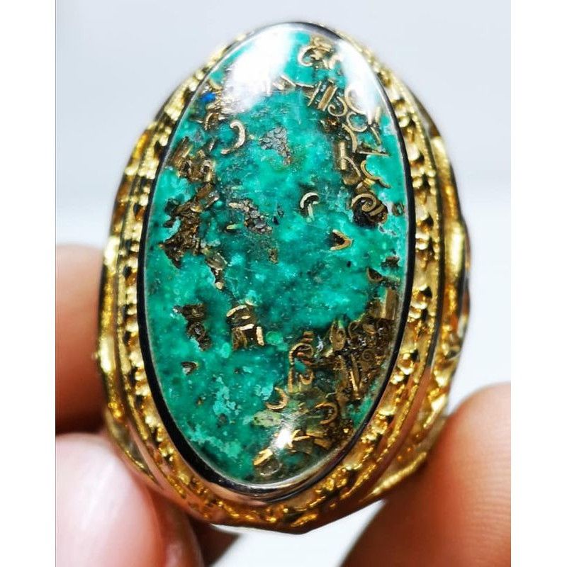 Batu Permata Pirus Persia Serat Emas
