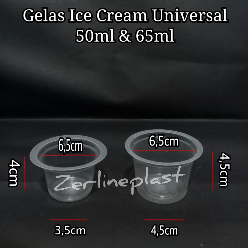 Gelas Ice Cream UNIVERSAL 50ml &amp; 65ml // Cup Jelly Agar Pudding @50pcs