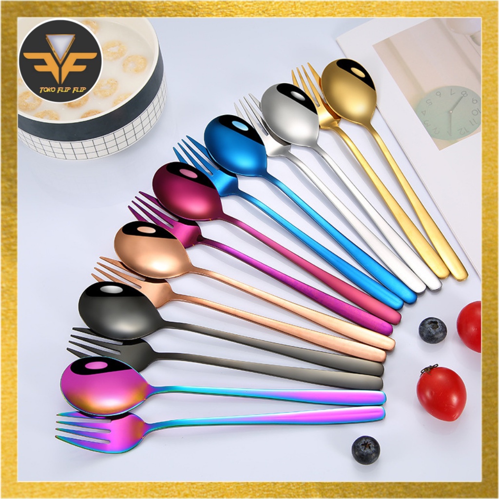 Sendok Garpu Korea / Alat Makan Sujeo Korean Spoon Fork Set Stainless / Sendok Garpu Korea Stainless