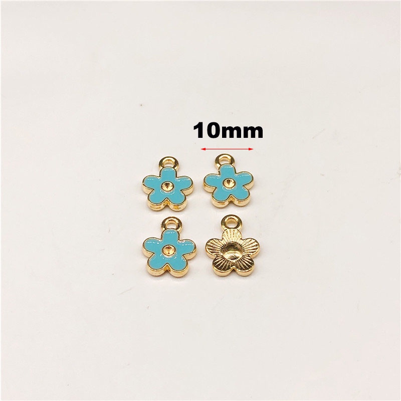 4pcs Manik-Manik Enamel Bentuk Bunga Bahan Alloy Metal Untuk Membuat Perhiasan Gelang Handmade DIY