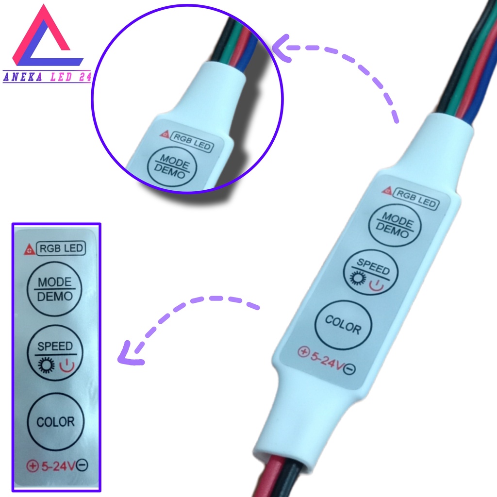 MODUL RGB CONTROLLER 4 KABEL 12-24V KABEL LANGSUNG