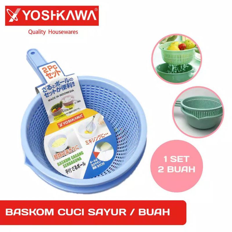 YOSHIKAWA Baskom Plastik Set / Baskom Saringan Sayur Serbaguna Ukuran