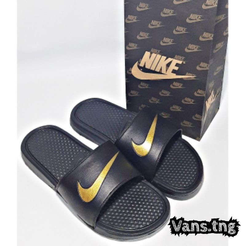 Sandal Slide Nike Benassi Ceklis Gold Premium /Sendal Santai kekinian /sandal Slop Nike